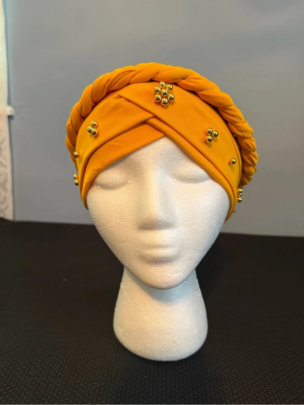 Lot of 5 - Braided wrap around turban hats. Fabric is soft polyester.
